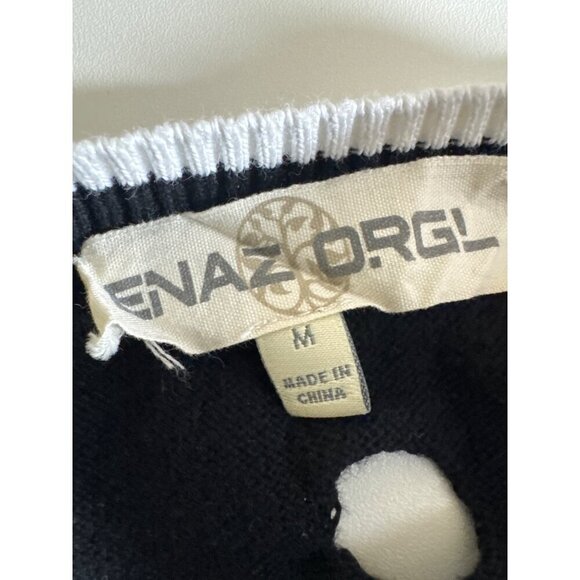 Enaz Orgl Polka Dot Patterned Cut-Out Sweater Shirt Size M - Picture 3 of 3